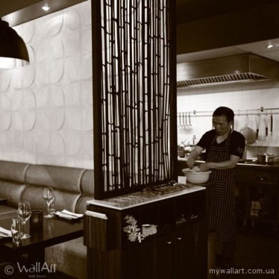 Суши-бар с отделкой панелями для стен Wallart
